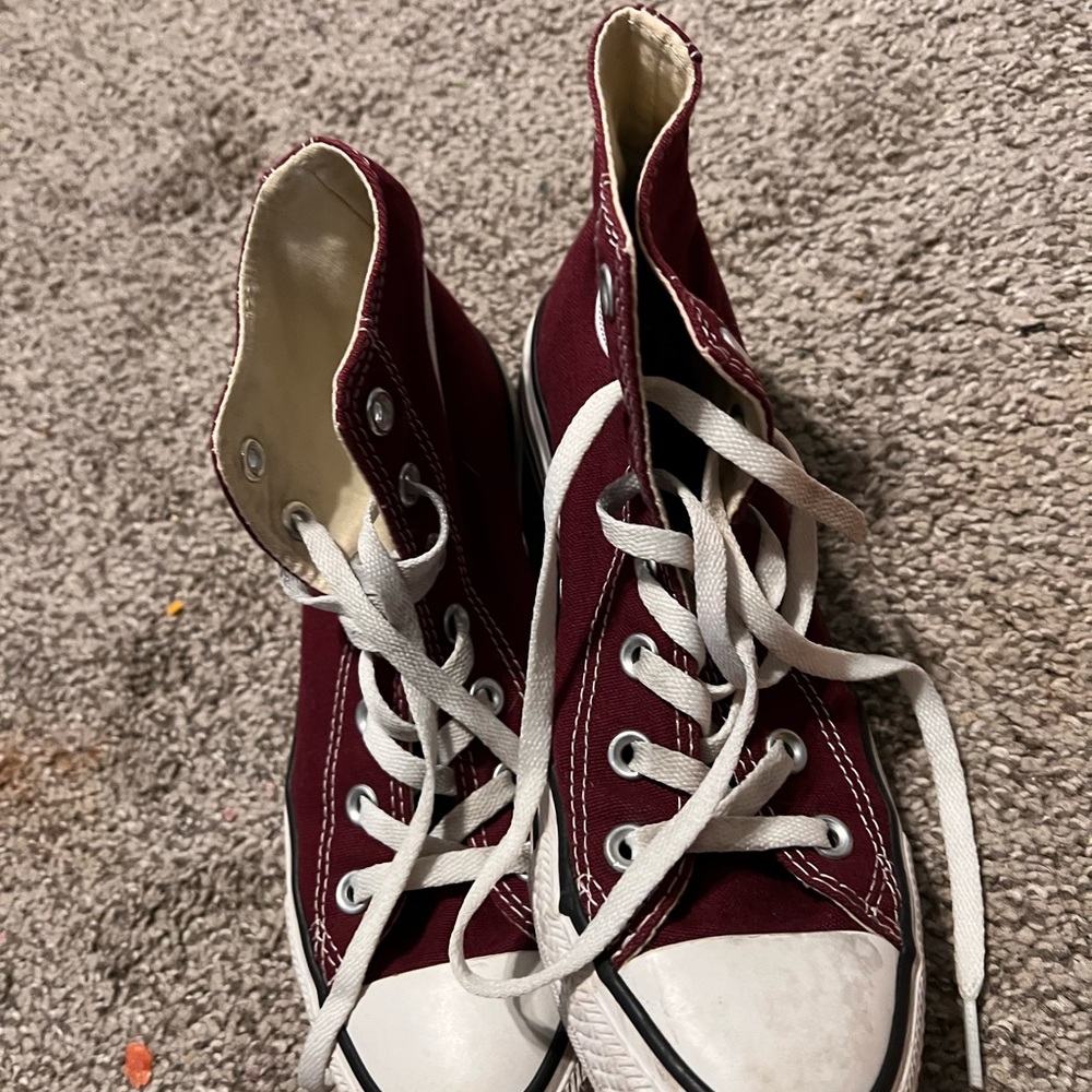 Converse Burgundy High-Tops with White Accents